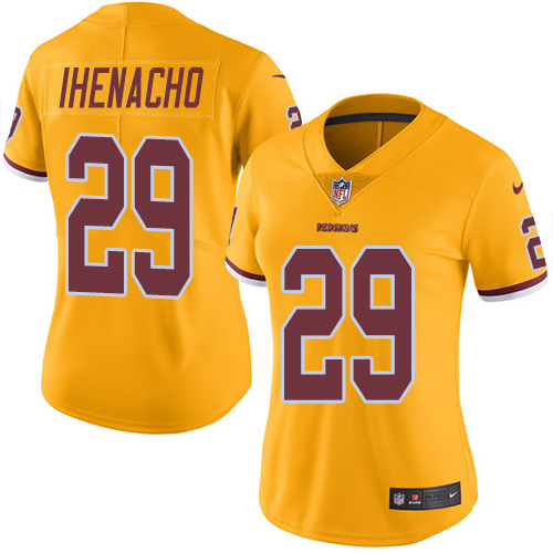 Women's Limited Duke Ihenacho Nike Jersey Gold - #29 Rush NFL Washington Redskins